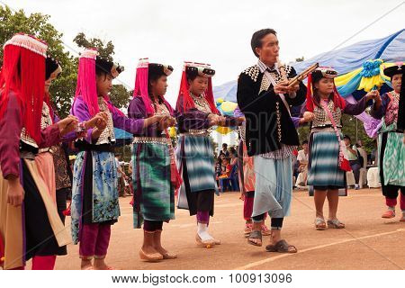 Mein Hill Tribe Traditional Dancing In Thailand.