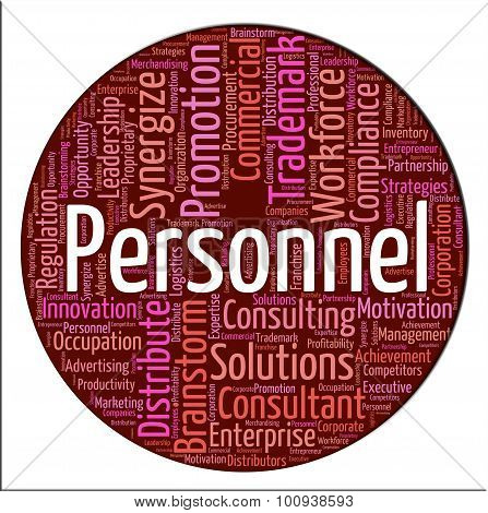 Personnel Word Indicates Labour Force And Employees