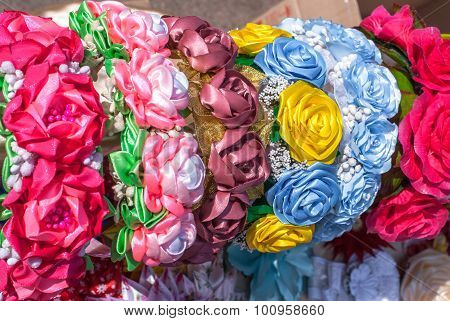 artificial flowers made of fabric texture background