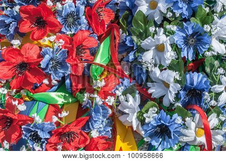 artificial flowers made of fabric texture background