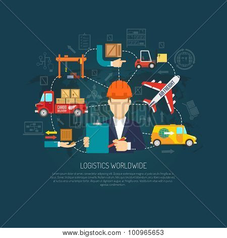Worldwide logistics operations concept flowchart