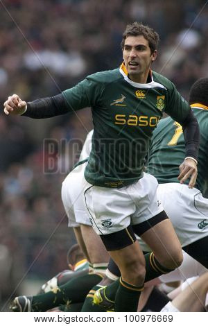 TWICKENHAM LONDON, 27 NOVEMBER 2010. South Africa's Ruan Pienaar,   during the Investec International match between England and South Africa at Twickenham Stadium Middlesex England. 