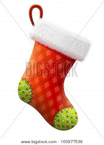 Empty Christmas Stocking Isolated On White Background