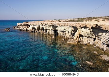 Sea Caves Near Cape Greko. Cyprus
