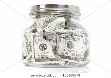 Money in a glass jar