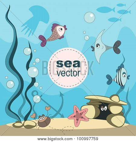Cartoon underwater world