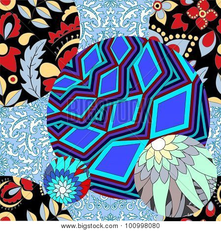 Vector Seamless Patchwork Pattern. Slavs Or Russian Design