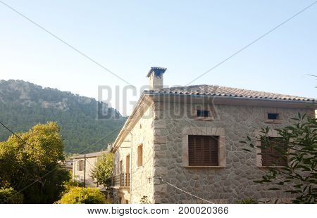 Beautiful Building In Valldemossa, Famous Old Mediterranean Village Of Majorca Spain.