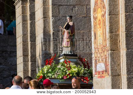 ABADIA, AMARES, PORTUGAL - August 15, 2017: Traditional religious procession of Senhora da Abadia in Amares, Portugal