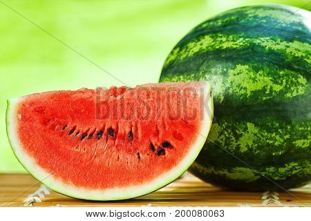 Watermelon Against Natural Background Closeup