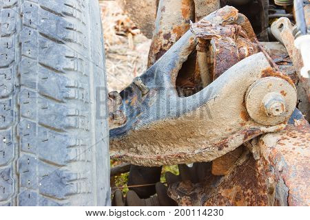 Old Rusty Chassis, The Car With The Gearbox, Driveshaft, Differential