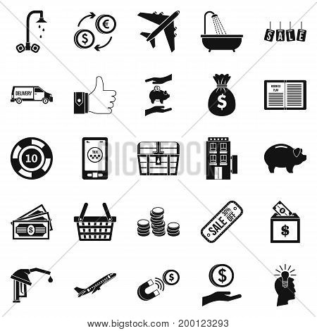 Treasury icons set. Simple set of 25 treasury vector icons for web isolated on white background