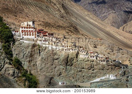 Diskit Buddhist Monastery in Nubra Valley in Kashmir, India