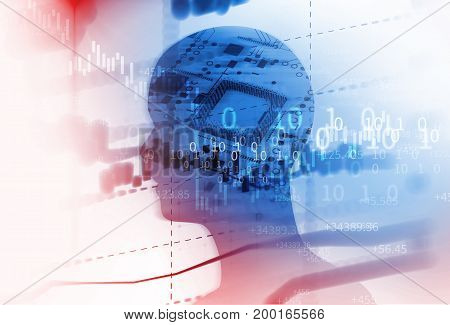 Double Exposure Image Of Virtual Human 3Dillustration