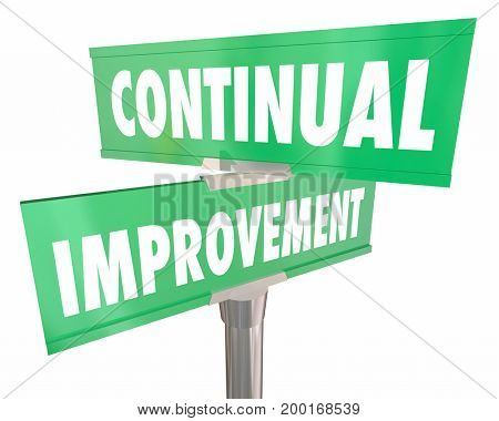 Continual Improvement Road Street Signs Improving 3d Illustration