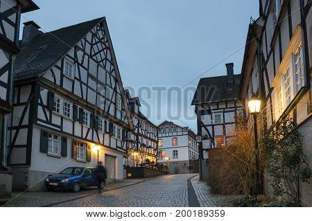FREUDENBERG GERMANY - FEBRUARY 21 2016: Half-timbered houses of Freudenberg a town in North Rhine-Westphalia Germany