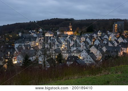 Half-timbered houses of Freudenberg a town in North Rhine-Westphalia Germany