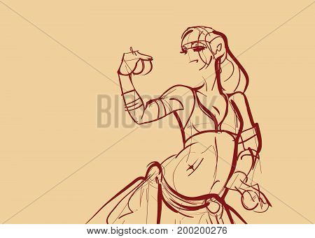 belly dancer line art