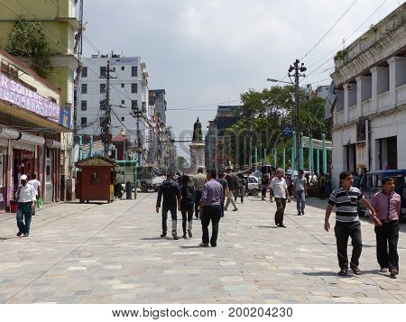 Durbar Square in Kathmandu, Nepal, september 4, 2015: Rush on the Kathmandu's Durbar Square