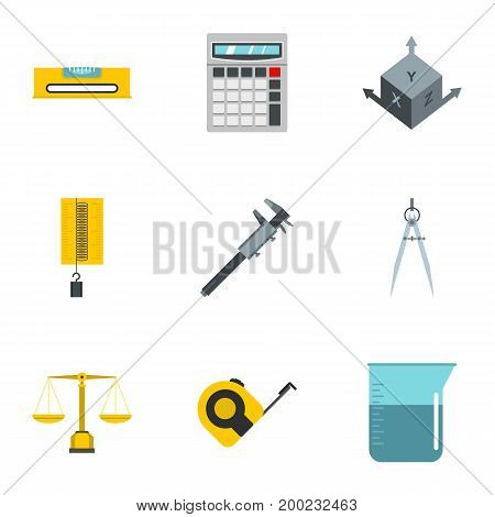 Dimension icon set. Flat style set of 9 dimension vector icons for web isolated on white background