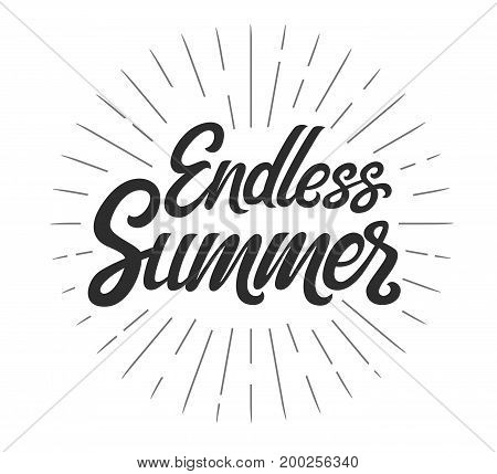 Vector hand written lettering Endless Summer. Lettering vector  EPS 10 calligraphy phrase isolated on the background. Fun brush ink typography for photo overlays, t-shirt print, flyer, poster design