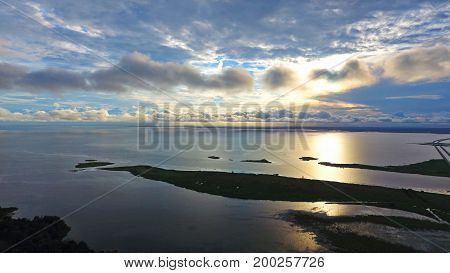 Serene evening above Mobile Bay looking South East