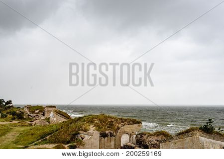 Old War Fort Ruins On The Beach