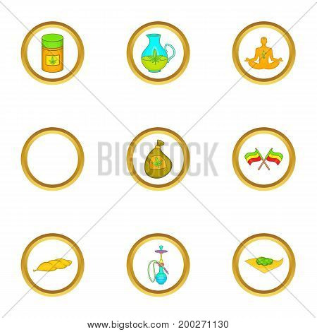 Hashish icon set. Cartoon style set of 9 hashish vector icons for web isolated on white background