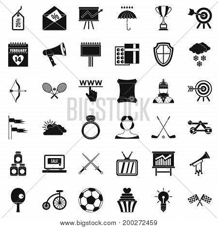 Flying arrow rrow icons set. Simple style of 36 flying arrow vector icons for web isolated on white background