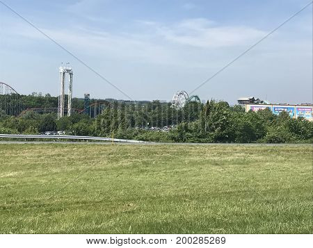 ALLENTOWN, PA - JUN 11: Dorney Park in Allentown, Pennsylvania, as seen on Jun 11, 2017. It features some of the world's most prominent roller coasters.