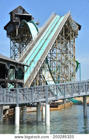 ALLENTOWN, PA - JUN 11: Dorney Park in Allentown, Pennsylvania, as seen on Jun 11, 2017. It features some of the world's most prominent roller coasters.