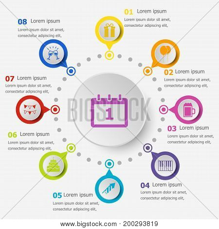 Infographic template with New year icons, stock vector