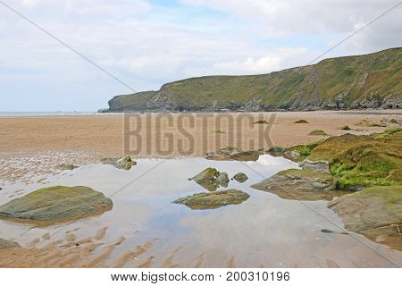 Cliffs and rocks of Watergate Bay, Cornwall