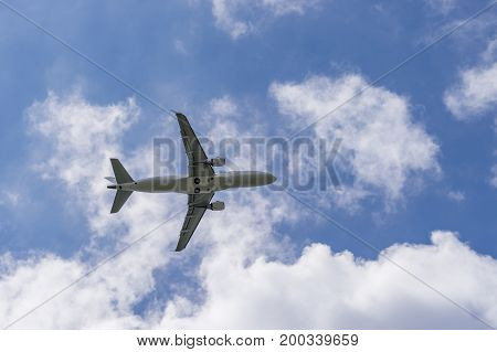 Airplane taking off from the Itami International Airport.