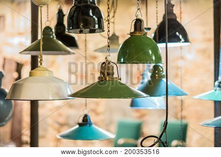 Group Of Factory Lights Hanging - Industrial Lamps
