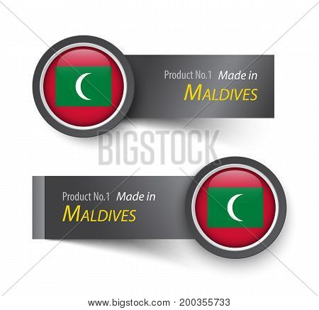 Flag Icon And Label With Text Made In Maldives