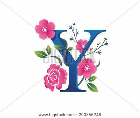 Elegant High Detail Floral Y Alphabet Letter Logo Template Illustration