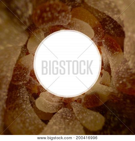 Isolated cola candies with sugar vortex 360 degrees