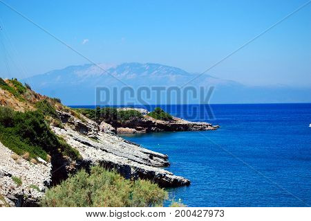 Rocks above the expanses of the sea surface