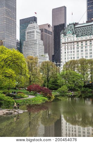 Central Park And Manhattan Skyline In Nyc