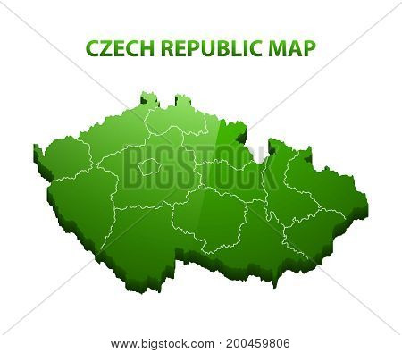 Highly detailed three dimensional map of Czech republic with regions border