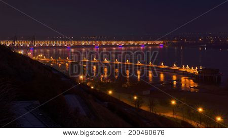 river citiy buildings nightscape landscape nature water bridge illumination