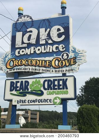 BRISTOL, CT - JUL 8: Lake Compounce in Bristol, Connecticut, as seen on July 8, 2017. Opened in 1846, it is the oldest continuously-operating amusement park in the United States.