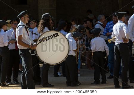ABADIA, AMARES, PORTUGAL - August 15, 2017: Traditional religious procession of Senhora da Abadia in Amares, Portugal