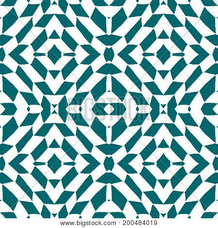 Blue tiles with seamless pattern. Vector illustration. Drawing by hand