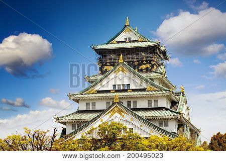 Beautiful Osaka Castle In Osaka With Nice Background, Japan