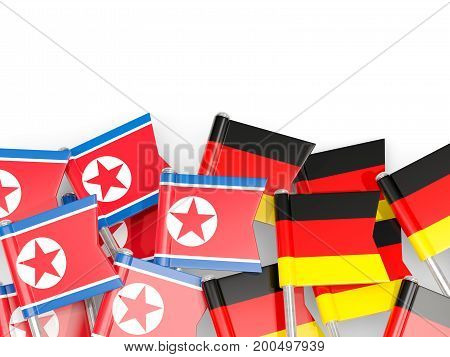 Flag Pins Of North Korea (dprk) And Germany Isolated On White