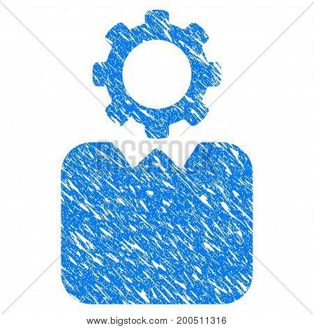 Grunge Bureaucrat icon with grunge design and dust texture. Unclean vector blue pictogram for rubber seal stamp imitations and watermarks. Draft emblem symbol.