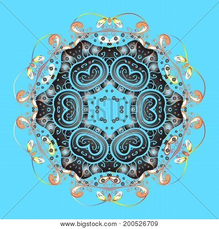 Snowflake simple. Abstract sketch wrapping decoration. Symbol of winter Merry Christmas holiday Happy New Year celebration Vector illustration. Snow on colorful background.