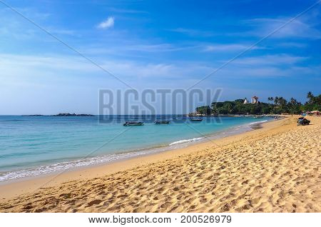 Beach in Unawatuna. Ceylon island. Sri lanka